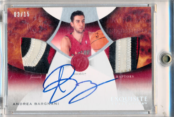 Upper Deck 2006-2007 Exquisite Collection Emblems Of Endorsement #EMAB Andrea Bargnani 3/15