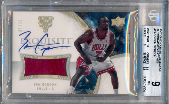 Upper Deck 2007-2008 Exquisite Collection Autographed Patches #EABG Ben Gordon 6/35 / BGS Grade 9 / Auto Grade 10