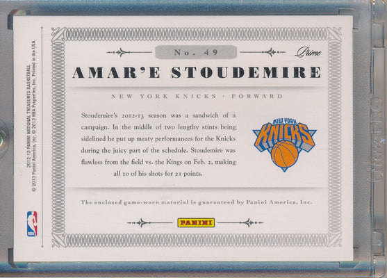 Panini 2012-2013 National Treasures Material Treasures #49 Amar'e Stoudemire 12/25