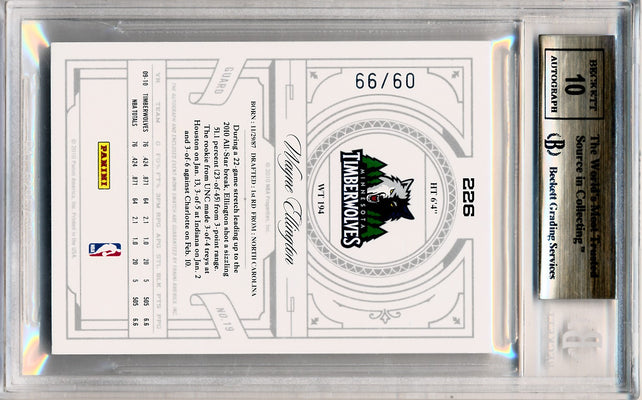 Panini 2009-2010 National Treasures Century Silver #226 Wayne Ellington 9/99 / BGS Grade 9.5 / Auto Grade 10