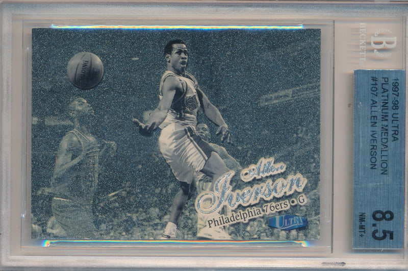 Fleer 1997-1998 Ultra Platinum Medallion #107P Allen Iverson 8/100 / BGS Grade 8.5