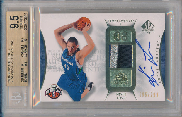 Upper Deck 2008-09 SP Authentic  Rookie Authentic Jersey Auto #126 Kevin Love 95/299 / BGS Grade 9.5 / Auto Grade 10
