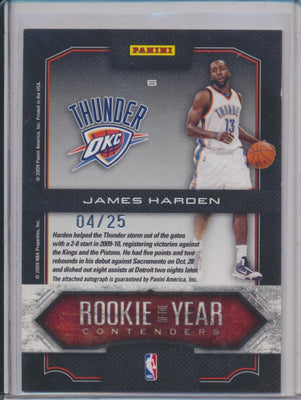 Panini  2009-2010 Playoff Contenders Rookie of the Year Contenders #6 James Harden 4/25