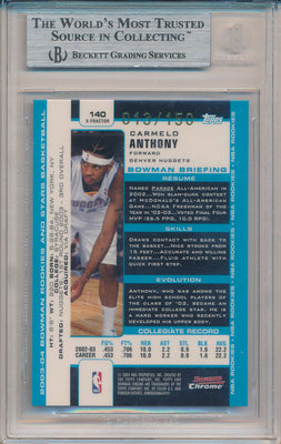 Topps 2003-2004 Bowman Chrome  X-Fractors #140 Carmelo Anthony 13/150 / BGS Grade 9