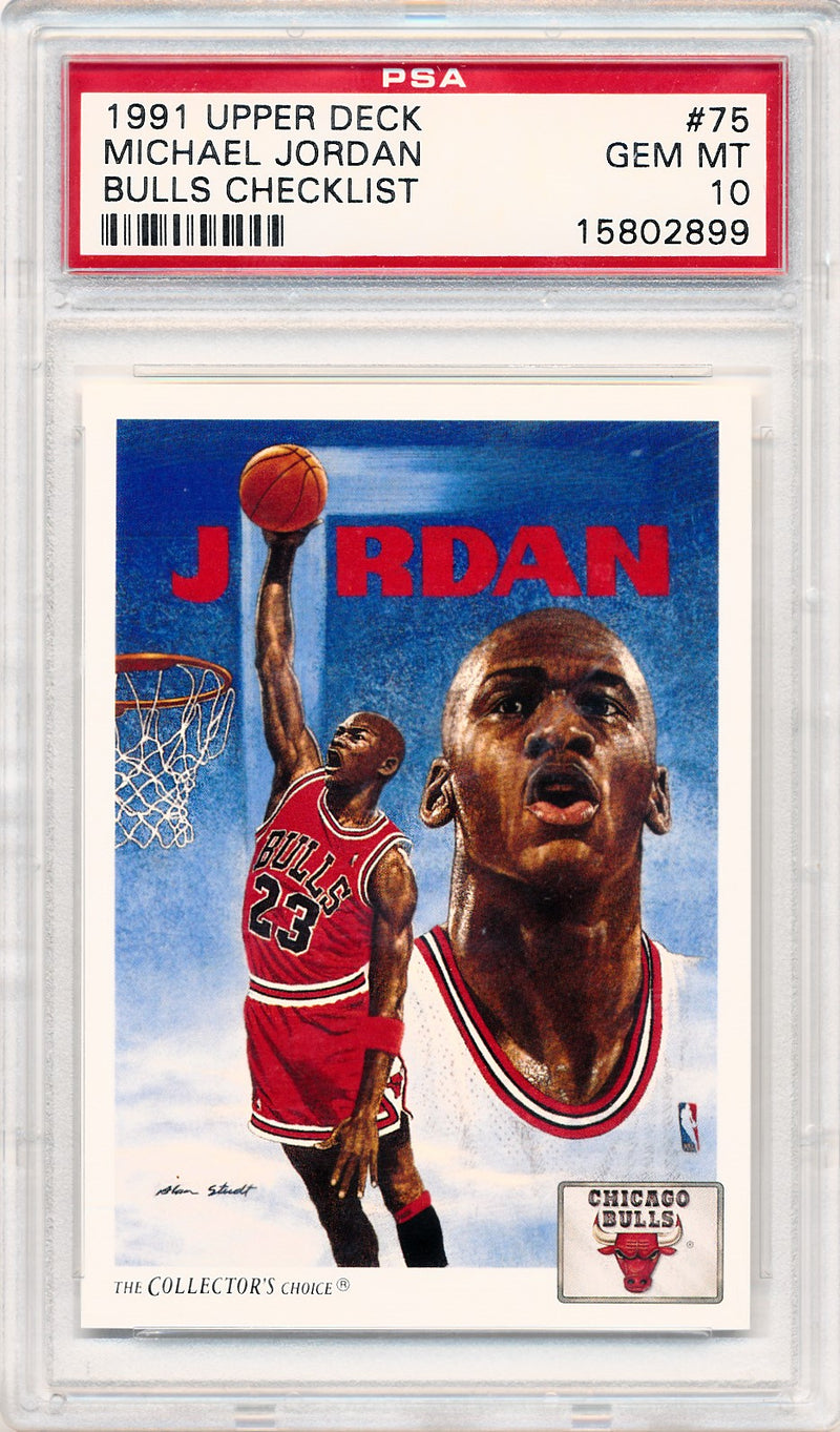 Upper Deck 1991 The Collectors Choice  Bulls Checklist #75 Michael Jordan  / PSA Grade 10