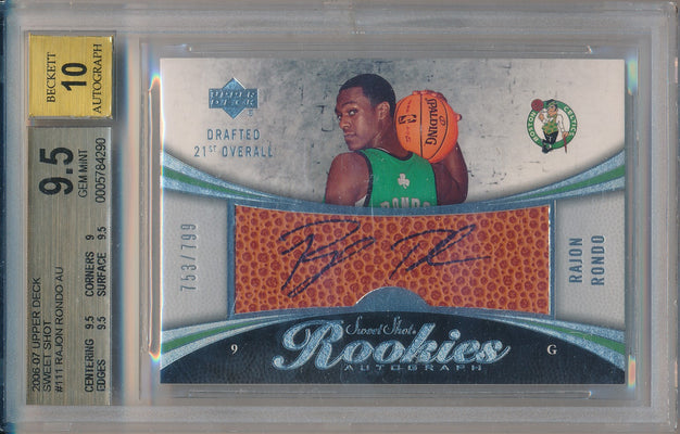 Upper Deck 2006-07 Sweet Shot Rookie Autograph #111 Rajon Rondo 753/799 / BGS Grade 9.5 / Auto Grade 10