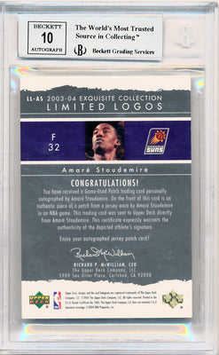 Upper Deck 2003-2004 Exquisite Collection Limited Logos #AS Amare Stoudemire 63/75 / BGS Grade 8.5 / Auto Grade 10