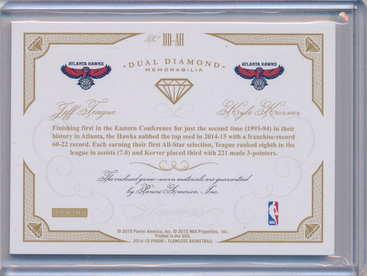 Panini 2014-2015 Flawless Emerald Dual Diamond Patches #DD-AH Jeff Teague/ Kyle Korver 2/5