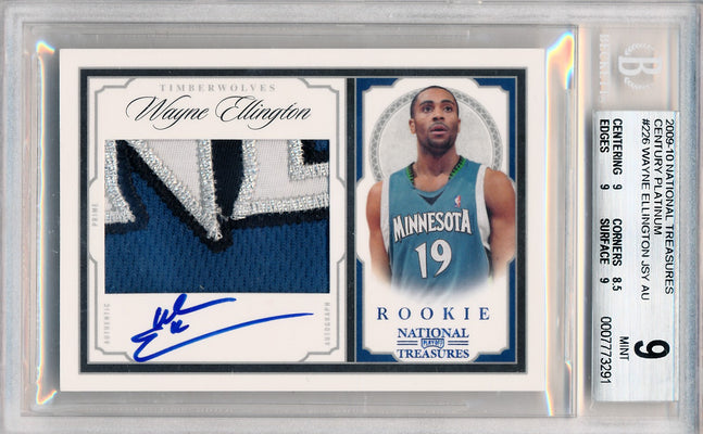 Panini 2009-2010 National Treasures Century Platinum #226 Wayne Ellington 2/5 / BGS Grade 9 / Auto Grade 10