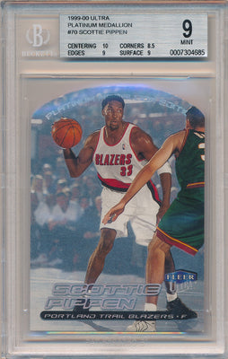 Fleer 1999-2000 Fleer Ultra Platinum Medallion #70P Scottie Pippen 28/50 / BGS Grade 9