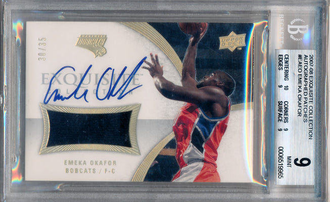 Upper Deck 2007-2008 Exquisite Collection Autographed Patches #EAEO Emeka Okafor 30/35 / BGS Grade 9 / Auto Grade 10