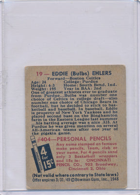 Boston Celtics  #19 Eddie (Bulbs) Ehlers  / PSA Grade