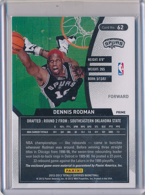 Panini 2012-2013 Totally Certified Totally Green #62 Dennis Rodman 2/5