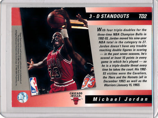 Upper Deck 1993 Triple Double 3-D Standouts #TD2 Michael Jordan