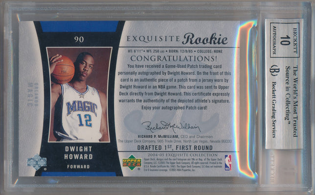 Upper Deck 2004-2005 Exquisite Collection Rookie Patch #90 Dwight Howard 4/99 / BGS Grade 8.5 / Auto Grade 10