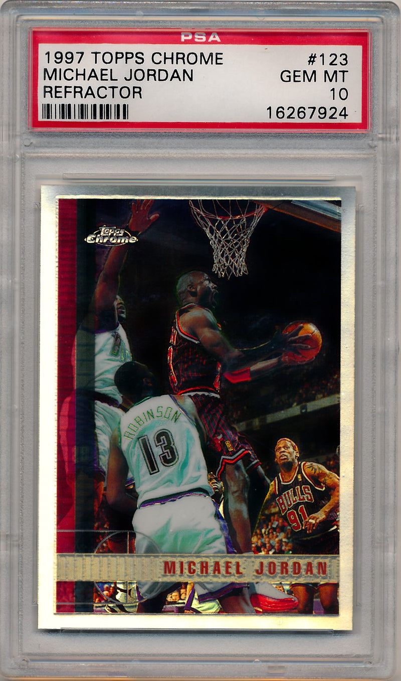 Topps 1997-1998 Chrome Refractor #123 Michael Jordan  / PSA Grade 10