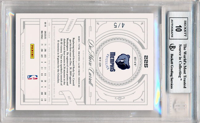 Panini 2009-2010 National Treasures Century Platinum #225 Demarre Carroll 4/5 / BGS Grade 9 / Auto Grade 10