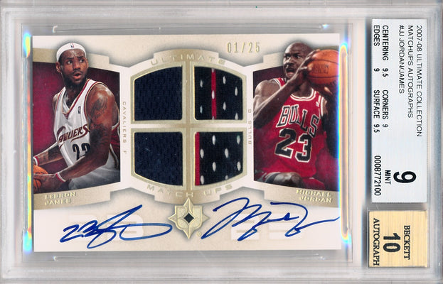 Upper Deck 2007-2008 Ultimate Collection Matchups Autographs #UM-JJ Lebron James / Michael Jordan 01/25 / BGS Grade 9 / Auto Grade 10