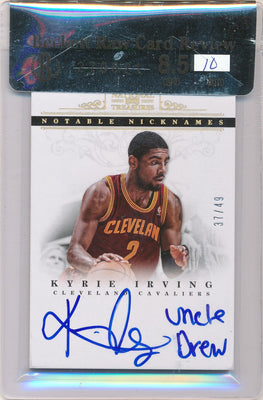 Panini 2012-2013 National Treasures  Notable Nicknames  #2 Kyrie Irving 37/49 / PSA Grade 8.5 / Auto Grade 10