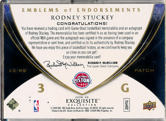 Upper Deck 2008-2009 Exquisite Collection Emblems Of Endorsement #EERS Rodney Stuckey 7/10