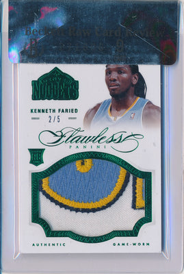 Panini 2012-2013 Flawless Emerald Jumbo Patches #2 Kenneth Faried 2/5 / BGS Grade 9