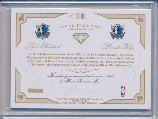 Panini 2014-2015 Flawless Emerald Dual Diamond Patches #DD-DM Monta Ellis/ Dirk Nowitzki 5/5