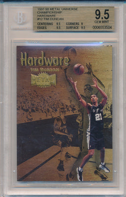 SkyBox 1997-1998 Metal Universe Championship Hardware #12/15H Tim Duncan  / BGS Grade 9.5