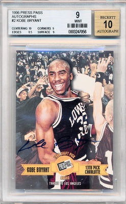 Press Pass 1996 Autographs  #2 Kobe Bryant  / BGS Grade 9 / Auto Grade 10