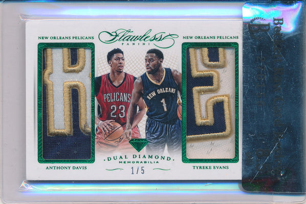 Panini 2014-2015 Flawless Emerald Dual Diamond Patches #DD-NP Anthony Davis/ Tyreke Evans 1/5 / BGS Grade 8.5