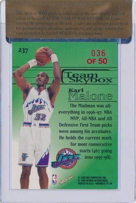 SkyBox 1997-1998 Premium Star Rubies #237 Karl Malone 36/50 / BGS Grade 8