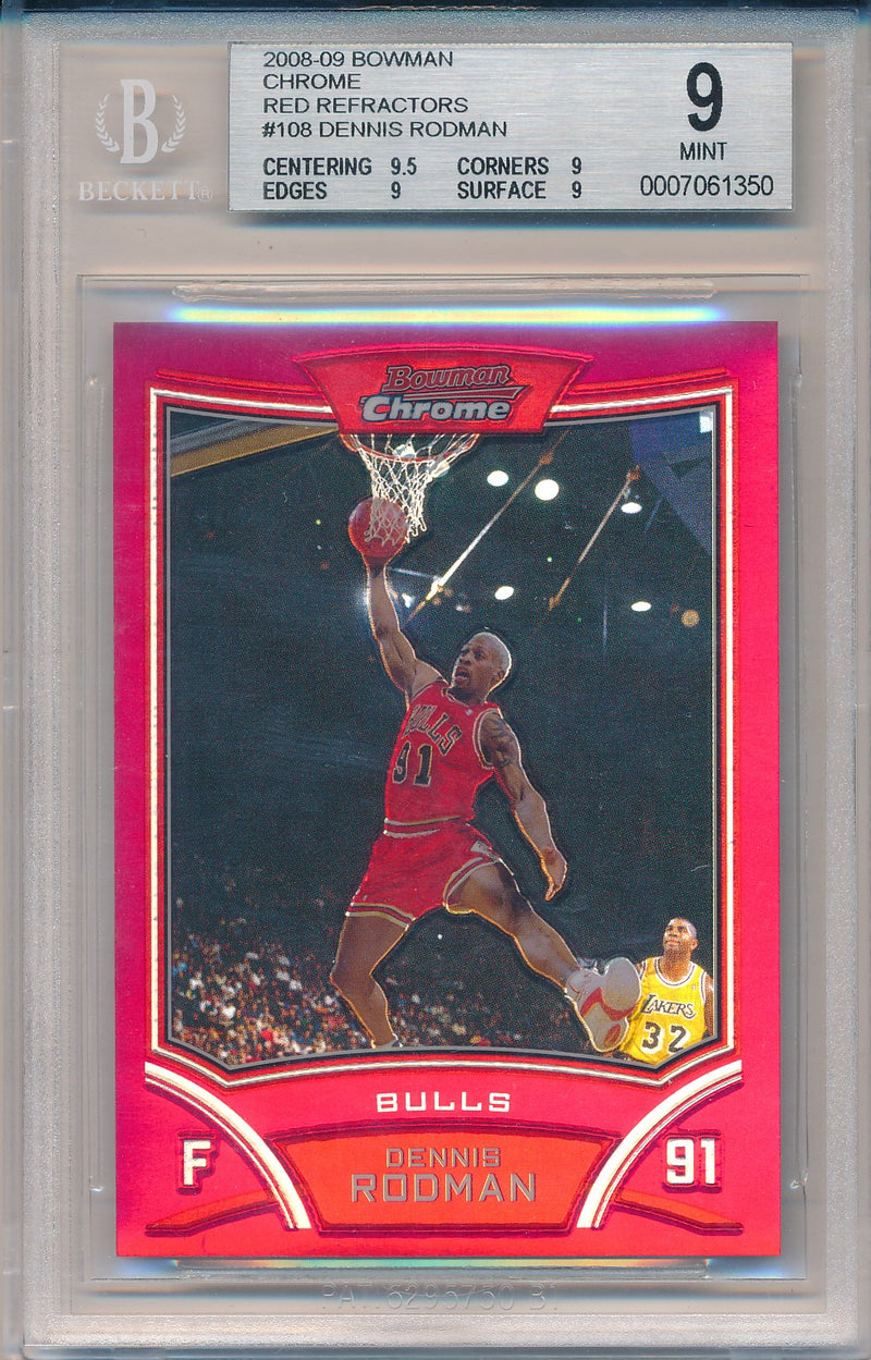 Topps 2008-2009 Bowman Chrome Red Refractors #108 Dennis Rodman 5/5 / BGS Grade 9