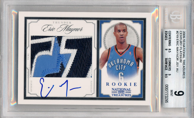 Panini 2009-2010 National Treasures Century Platinum #219 Eric Maynor 4/5 / BGS Grade 9 / Auto Grade 10