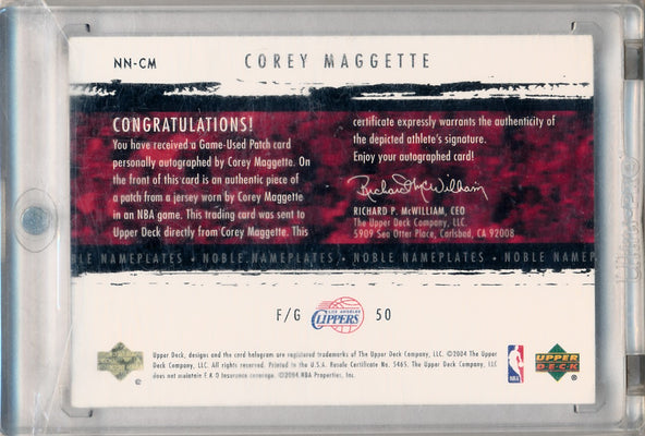 Upper Deck 2003-2004 Exquisite Collection Noble Nameplates #NN-CM Corey Maggette 8/25