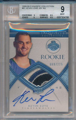 Upper Deck 2008-09 Exquisite Collection Rookie Jersey Auto #61 Kevin Love 68/225 / BGS Grade 9 / Auto Grade 10