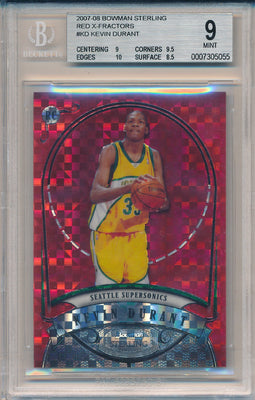 Topps  2007-2008 Bowman Sterling Red X-Fractors #KD Kevin Durant 9/10 / BGS Grade 9