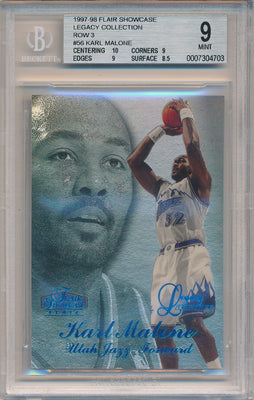 Fleer 1997-1998 Flair Showcase Legacy Collection #56 Karl Malone 100/100 / BGS Grade 9