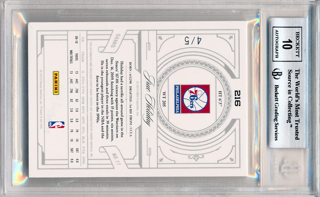 Panini 2009-2010 National Treasures Century Platinum #216 Jrue Holiday 4/5 / BGS Grade 9 / Auto Grade 10