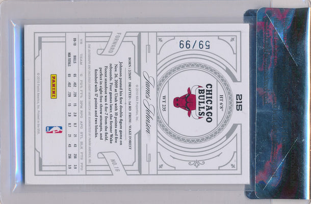 Panini 2009-2010 National Treasures Century Silver #215 James Johnson 59/99 / Auto Grade 10