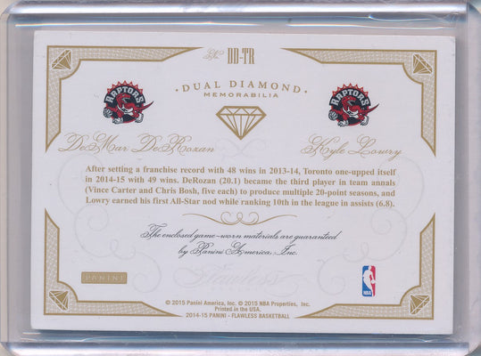 Panini 2014-2015 Flawless Emerald Dual Diamond Patches #DD-TR Kyle Lowry/ Demar Derozan 5/5