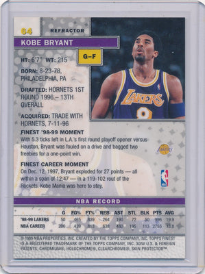 Topps 1999 Finest Refractor #64 Kobe Bryant