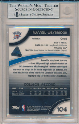 Topps 2008-09 Finest Press Plates Magneta #104 Russell Westbrook 1/1 / BGS Grade 9