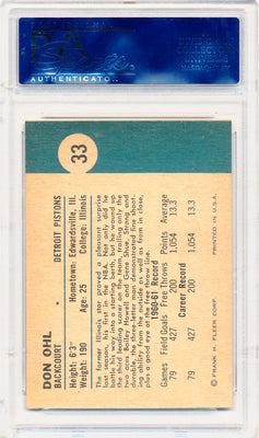 Fleer 1961 Detroit Pistons  #33 Don Ohl  / PSA Grade 7