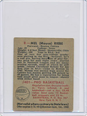 Boston Celtics  #8 Mel (Mouse) Riebe  / PSA Grade