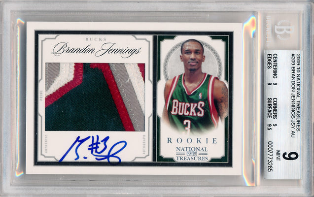 Panini 2009-2010 National Treasures Century Silver #209 Brandon Jennings 27/99 / BGS Grade 9 / Auto Grade 10