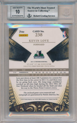 Panini 2012-13 Panini Prefered Silhouettes Prime #238 Kevin Love 8/10 / BGS Grade 9 / Auto Grade 10