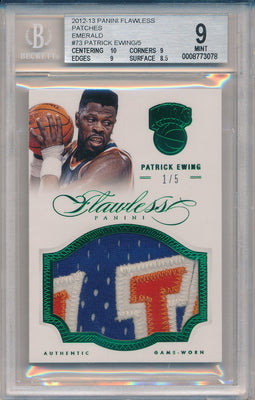 Panini 2012-2013 Flawless Emerald Jumbo Patches #73 Patrick Ewing 1/5 / BGS Grade 9