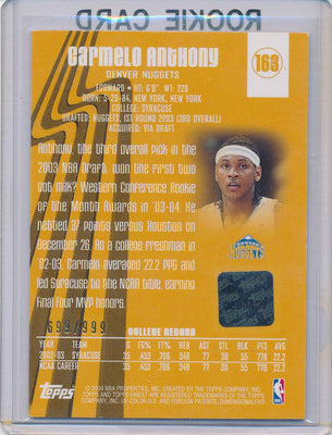 Topps 2003-2004 Finest Rookie Card #163 Carmelo Anthony 699/999