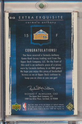 Upper Deck 2003-2004 Exquisite Collection Extra Exquisite Jumbo Patch #EE-CA Carmelo Anthony 64/75