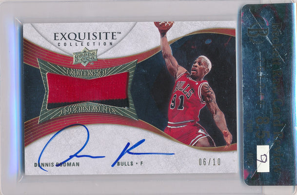 Upper Deck 2007-2008 Exquisite Collection Emblems Of Endorsement #EERO Dennis Rodman 6/10 / Auto Grade 9