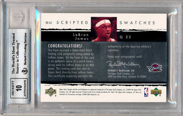 Upper Deck 2003-2004 Exquisite Collection Scripted Swatches #SS-LJ Lebron James 13/25 / BGS Grade 9 / Auto Grade 10